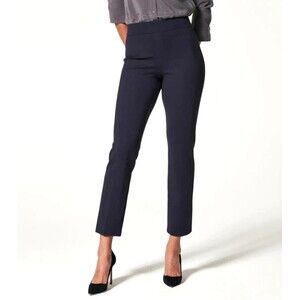 Spanx Perfect Fit Ponte Slim Straight Pant Navy Blue Ankle Petite Small